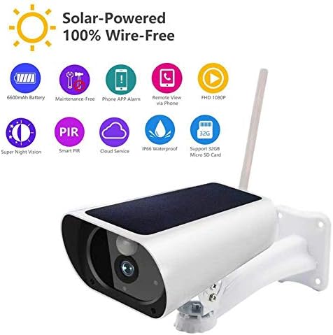 Heitaisi Home Security Camera WiFi Wireless Waterproof Outdoor 1080P HD 2.0M Solar Battery Power Surveillance Security Camera CCTV Camera Video Recorder Night Vision, Motion Detection and Waterproof