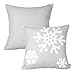Queenie® - 2 Pcs Christmas Series Embroidered Cotton Linen Decorative Pillowcase Cushion Cover for Sofa Throw Pillow Case (2, Snow Flakes Grey)