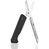 ROXON S501U 2 in 1 Folding Scissors and replaceable blade with belt clip | Folding Pocket tool in black G10 handle for Outdoors, Camping, Hiking, Rescue, Hunting, Durable &amp; Lightweight EDC tool