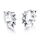 OPK Jewelry Punk Rock Solid Stainless Steel Spiky Spikes Surgical Huggie Hoop Earrings Hip Hop Mens Jewelry