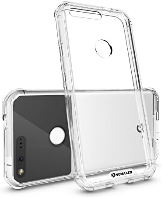 Google Pixel Case, Vomaxen Armor [Anti-Scratches] [Shock Absorption] TPU Bumper Slim and Thin Lightweight Protective Cover Design for Google Pixel 5.0 inch 2016 - Black Clear Blue Pink (Clear)