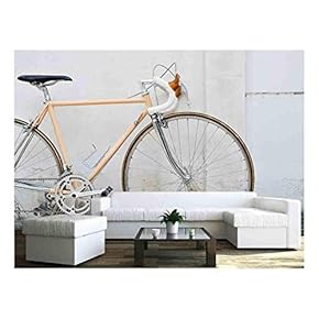 Vintage Road Bicycle Leaning on White Wall - Removable Wall Mural | Self-Adhesive Large Wallpaper - 66x96 inches