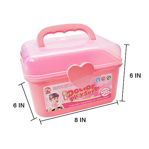 Toddler Doctor Kit with 34pcs Pretend Play Toys Dentist Medical Equipment Including Electronic Stethoscope and Dress Up Nurse Suit for Kids Girls Boys (Pink) - Thumbnail 5