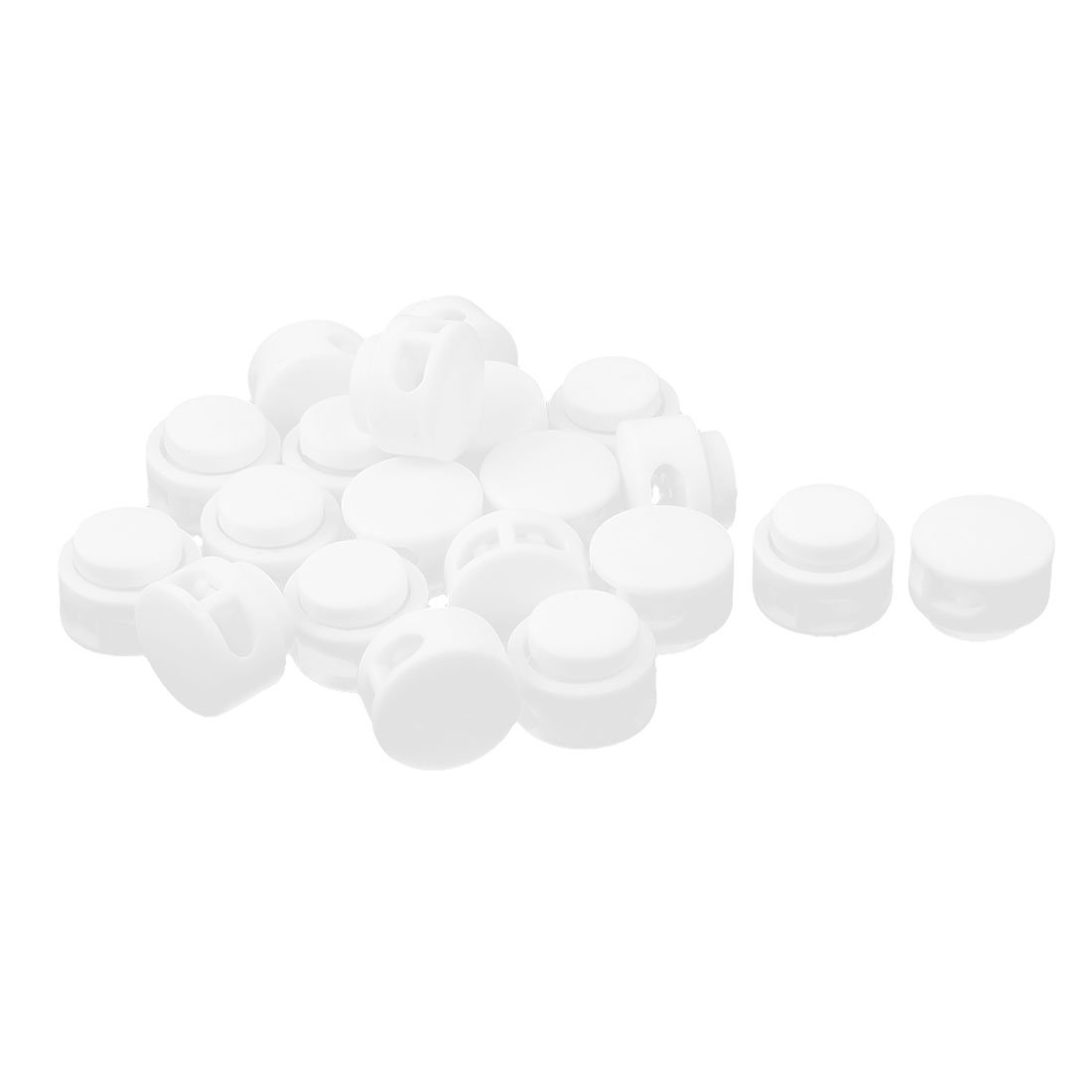 Sourcingmap Plastic Household Spring Stop Double Holes Lanyard Cord Locks End 20pcs White