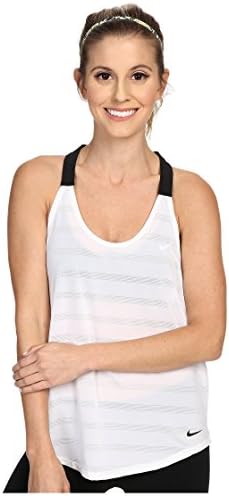 Nike Women's Elastika Elevate Dri-Fit Tank Top, White &amp; Black (Medium)