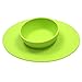 Silicone Bowl and Silicone Plate Easily Wipe Clean - Self Feeding Set Reduces Spills - Spend Less Time Cleaning After Meals with a Baby or Toddler - Set Includes 2 Colors (Lime Green/Turquoise)