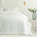 Bedsure Ivory Duvet Covers Queen Size - Washed Duvet Cover, Soft Queen Duvet Cover Set 3 Pieces with Zipper Closure, 1 Duvet Cover 90x90 inches and 2 Pillow Shams