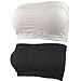 Women's Plus Size Padded Bandeau Strapless Bras Stretch Seamless Tube Top Bra by HOVEOX (Large, 2PACK/Lot (Black + white))