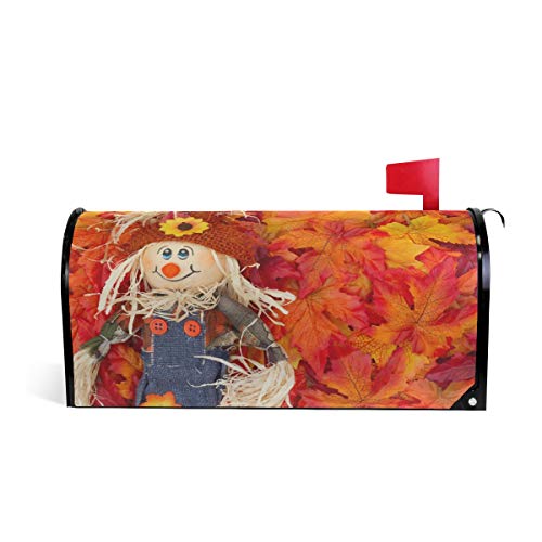 ZZKKO Mailbox Decor Fall Leaves Girl Scarecrow Autumn Landscape Mailbox Covers Magnetic Seasonal Colorful Pattern Home Houses Letter Box Cover Decorations,25.5x20.8 Inch Large Size,Multicolor