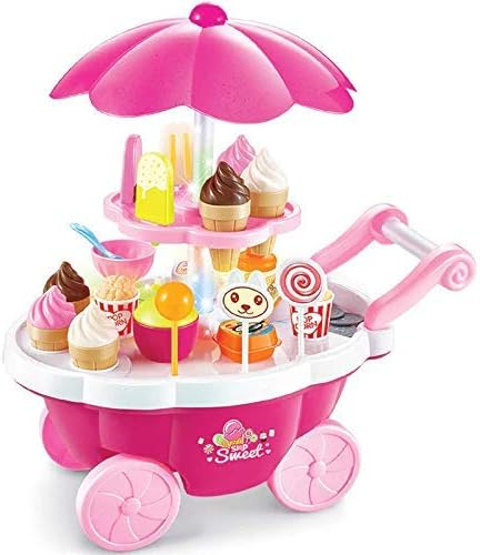 Kidzbell Supermarket Pretend Play Set – 39 Pcs Simulation Small Carts Girl Mini Candy Cart Ice Cream Shop Supermarket Children 's Toys Playing Home Baby Toys