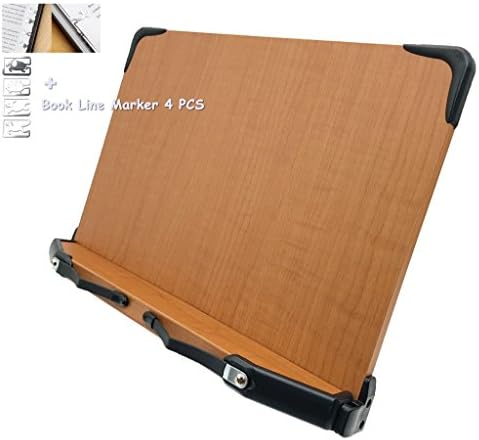 Alpha Book Stand AL101 Ergonomic Book Holder w/ Adjustable Portable Lightweight Bookstands Sturdy Tray and Page Paper Clips Reading Desk for Textbooks Music Books Tablet Cook Recipe Stands Cookbook