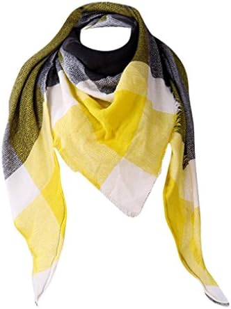 RedBrowm Women Shawl Cashmere Autumn Plaid Wool Scarf (Yellow)