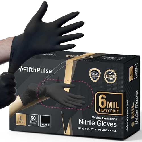 FifthPulse Black Nitrile Gloves Large