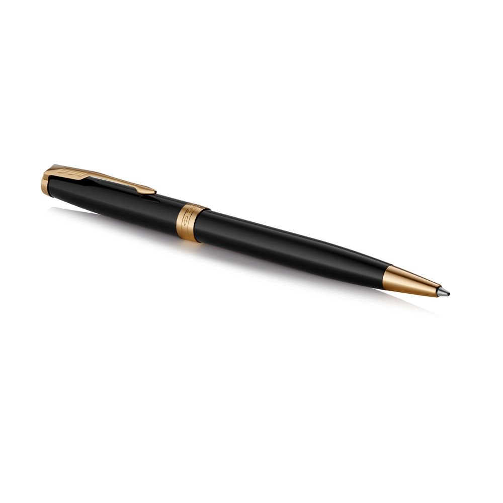 PARKER Sonnet Ballpoint Pen, Black Lacquer with Gold Trim,..