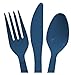 Navy Blue Heavy Duty Plastic Cutlery Sets - 32 Spoons, 32 Forks, 32 Knives - 2 packs of 48 each, 96 pcs total - Dark Blue