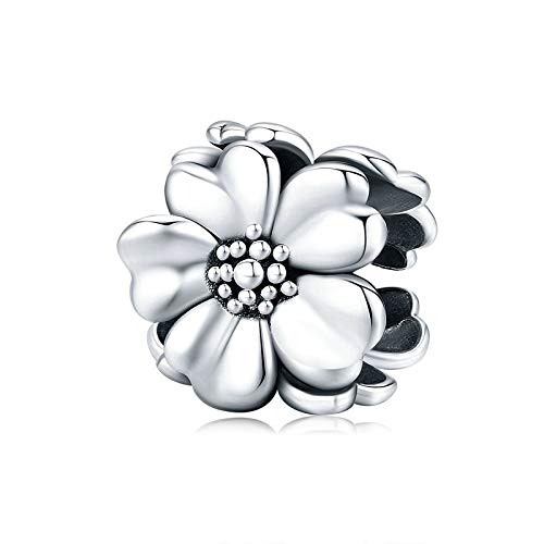 FeatherWish Sterling Silver 925 Daisy Rose Orchid Flower Blossom Home Garden Bead Fits And Compatible With Pandora Bracelets Gift For Mum Sister Wife Daughter Birthday Best Friend
