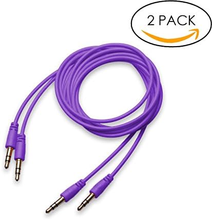 2x 3.5mm Stereo Audio Cable (3 Feet) Dual Shielding Male to Male AUX Cable for Car Stereos, Smartphones, iPhone, Tablets, PC, Media Players and More (Purple)