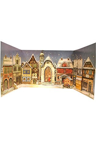 ADV10 Sellmer Advent-Village Square Scene Circa 1946-8.25" H x 27" W x .1" D, Brown