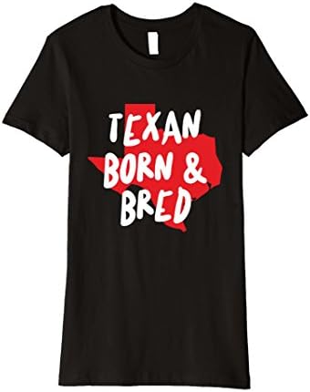 Womens Red Shape of Texas Tee, Texan Born &amp; Bred Shirt, USA Medium Black