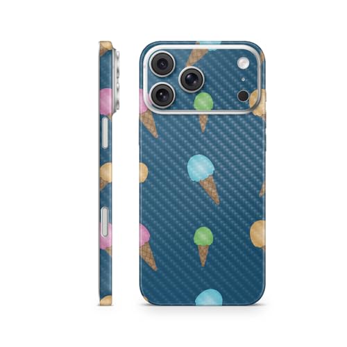 Carbon Fiber Phone Skin Compatible with Apple iPhone 17 Pro Max - Ice Cream Con…