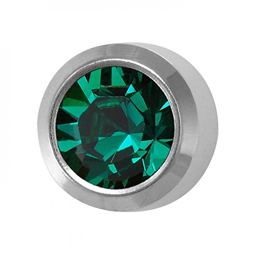 STUDEXMay/Emerald Regular 4mm Stainless Steel Bezel Setting Ear Piercing Stud Earrings Birthstone