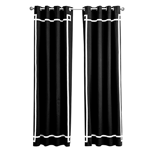 Jaoul Elegant Cotton Stripe Splicing Curtains Room Darkening Thermal Insulated Blackout Grommet Drape for Living Room Party, 52 x 95 Inch, Black/White (1 Panel) - Thumbnail 4