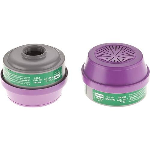 North 7584P100 Ammonia & Methylamine & P100 Cartridge/Filter Combination, 1 Pair