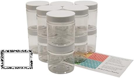 Clear 4 Ounce PET Round Plastic Jars with White Lids, and Labels, 12 Pack (C4WL12)