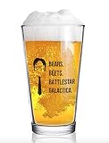 Bears Beets Battlestar Galactica Beer Glass With Complimentary Shot Glass | The Office Merchandise Mug | Dwight Schrute Funny Quote Dunder Mifflin Craft Beer Glasses