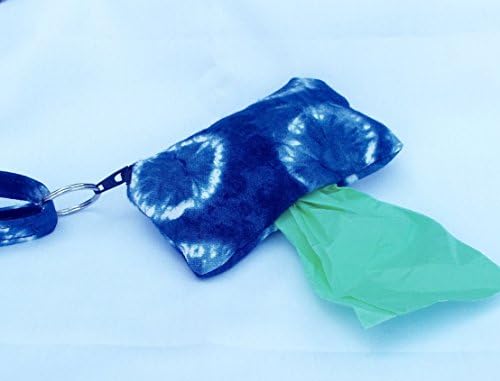 Blue Shibori Dye Poop Bag Dispenser, 100% cotton, FREE SHIPPING