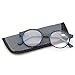 Kerecsen 3 Pack Vintage Metal Round Reading Glasses Classic Wood-Look Readers
