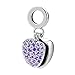 ShinyJewelry I Love You Heart Charm Dangle Synthetic Purple Crystal Bead for European Bracelet Necklace