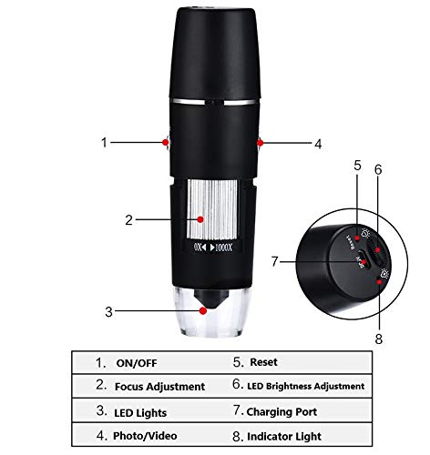WiFi Mikroskop, 50x-1000x Vergrößerung Mikroskop Kamera, 8 LED-Leuchte Mini-Handmikroskop, 1080P 2MP, kompatibel mit… – Bild 7