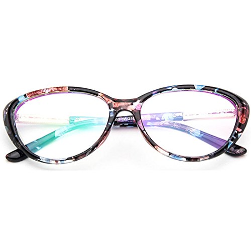 D.King Women Fashion Cat Eyeglasses Frames Clear Lens 56mm Flower - Thumbnail 2