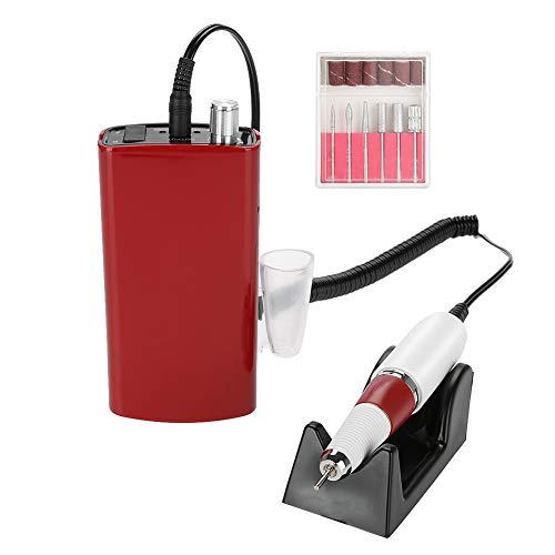 Manicure Machine, Electric Nail File Drill Device Pedicure Tools Set Rechargeable Machine for Nail Care US Plug Red