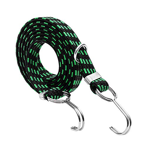 QUICATCH Luggage Tied Rope 2 Meters Stacking Banding Elastic Cord Strap for Motorcycle Bicycle Stretchable About 4.5 Meters(Green)