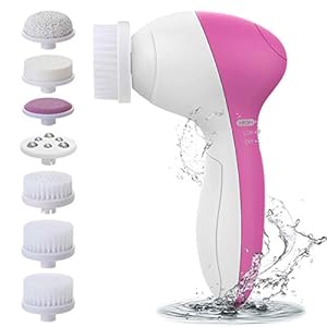 Facial Cleansing Brush [Newest 2021], PIXNOR Waterproof Face Spin Brush with 7 Brush Heads for Deep Cleansing, Gentle…