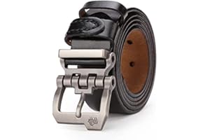 BISON DENIM Men's Belts Leather Dress Genuine Leather Classic Heavy Duty Buckle Belt Casual for Jeans