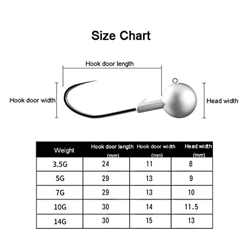 Liangzishop Fischhaken 50pcs / Packung Runde Jig Haken Angelhaken Mehrzweckbleikopfhaken for Salzwasser Süßwasser Angeln… – Bild 3