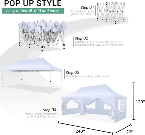 COBIZI 10x20 Pop Up Canopy Party Tent Review: Large Portable Gazebo with Sidewalls image 23