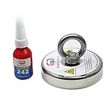 880 LBS Pulling Force, Brute Magnetics Round Neodymium Fishing Magnet with Countersunk Hole and Eyebolt, 3.54" Diameter - Includes Threadlocker