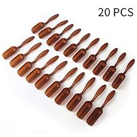 20Pcs Tea Scoop Coffee Scoop Wood Color for Small Jars of Jam, Spices, Condiments, Seasoning, Sugar, Honey, Coffee, Tea by HRLORKC