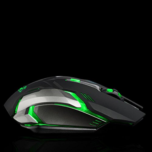 Fullfun FREE WOLF Rechargeable X7 Wireless Sound off LED Backlit USB Optical Gaming Mouse (Black)