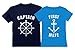 Tstars Funny Captain & First Mate Nautical Sailing Matching T-Shirts Set Couples Gift