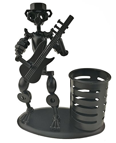 Creative Fashion Black Iron Musician Pen Container Holder For Home Office Desk Decoration Perfect Friend Child Toy Gift A05521-1(Electric Guitar)