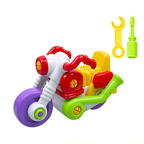 Ocamo Colorful Disassembly Assembly Vehicle Toy with Wrench Screwdriver Novelty Building Block Puzzle Toys Gift for Kids Motorcycle