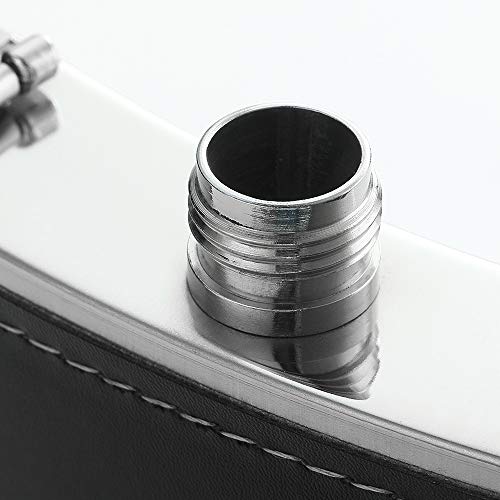 YWQ Stainless Steel American Flag Flask, Soft Touch Cover Liquor Flasks 8oz | Leak Proof Black PU Leather Heavy Duty Hip Set, Includes Funnel - Thumbnail 6