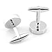 Sirius Jewelry Men's Elegant Round Cufflinks (Black & Silver)