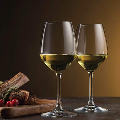 Bormioli Rocco Italian White Wine Glasses 14 Ounce Crystal Clear, Laser