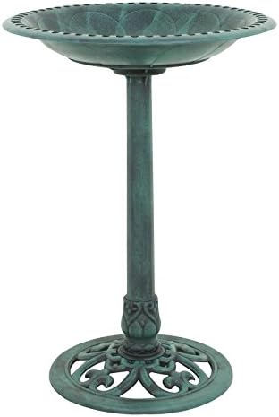 allgoodsdelight365 Green Pedestal Bird Bath Feeder Freestanding Outdoor Garden Yard Patio Decor